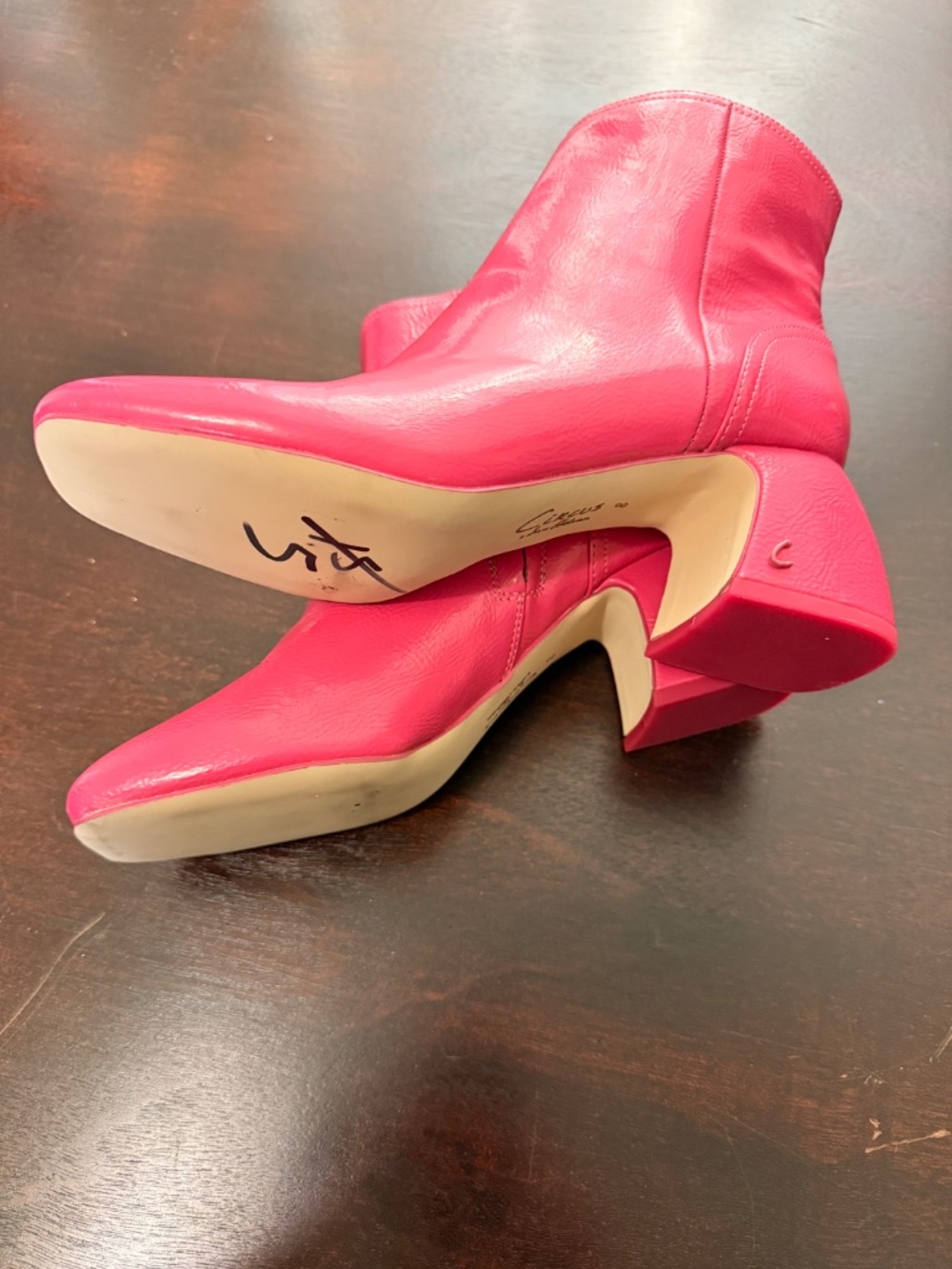 Circus by Sam Edelman Hot Pink Patent Ankle Boots Size 8 - Picture 7 of 7